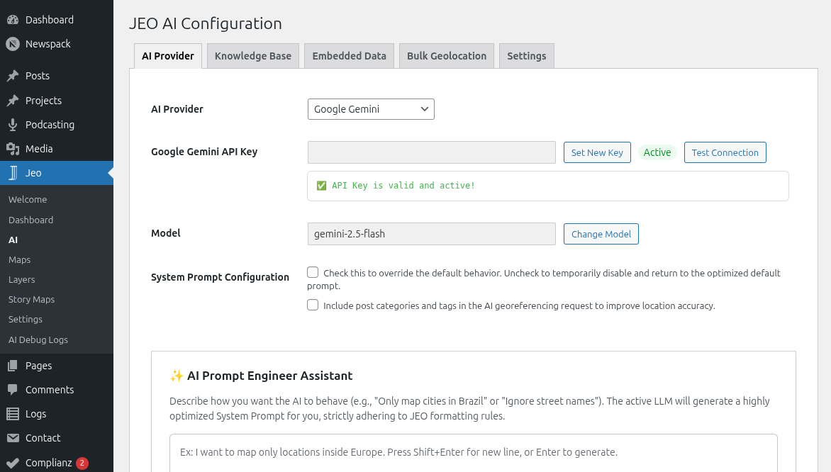 AI Provider settings